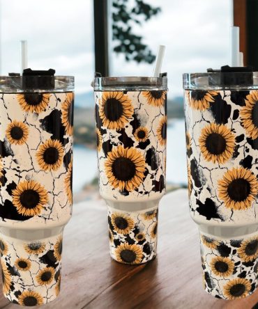 Floral Cow Custom Stanley Quencher 40Oz Stainless Steel Tumbler