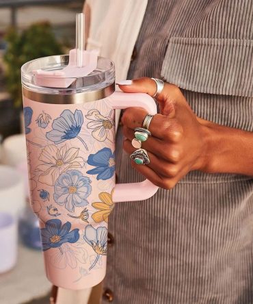 Floral Custom Stanley Quencher 40Oz Stainless Steel Tumbler