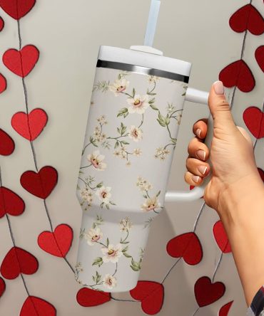 Floral Custom Stanley Quencher 40Oz Stainless Steel Tumbler