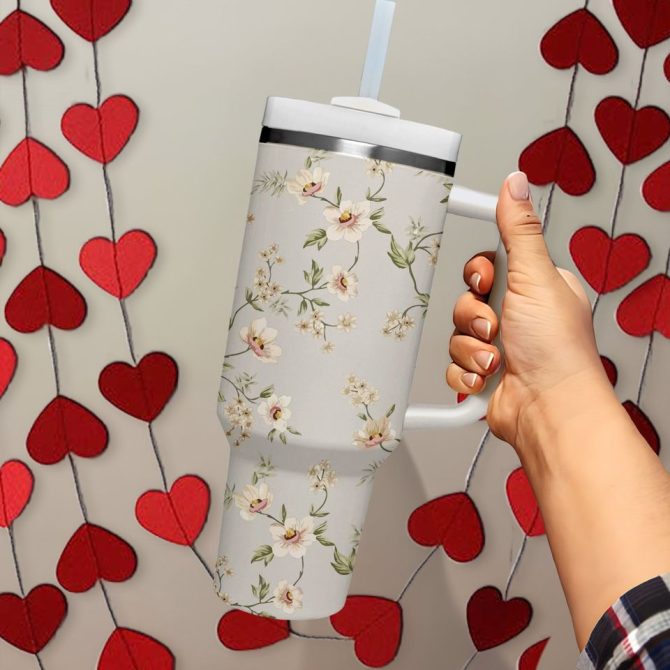 Floral Custom Stanley Quencher 40Oz Stainless Steel Tumbler