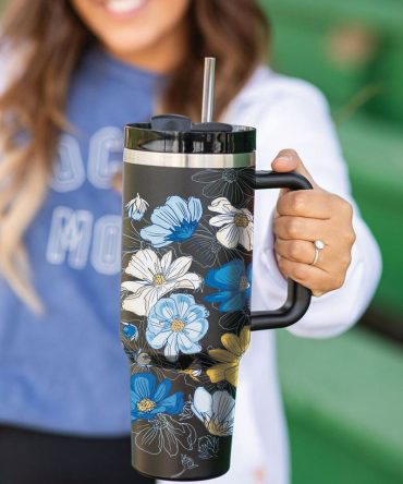 Floral Custom Stanley Quencher 40Oz Stainless Steel Tumbler