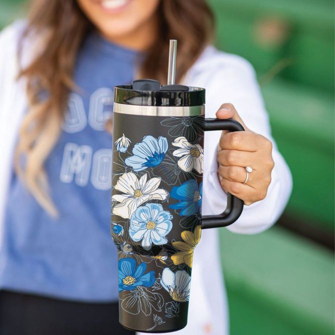 Floral Custom Stanley Quencher 40Oz Stainless Steel Tumbler