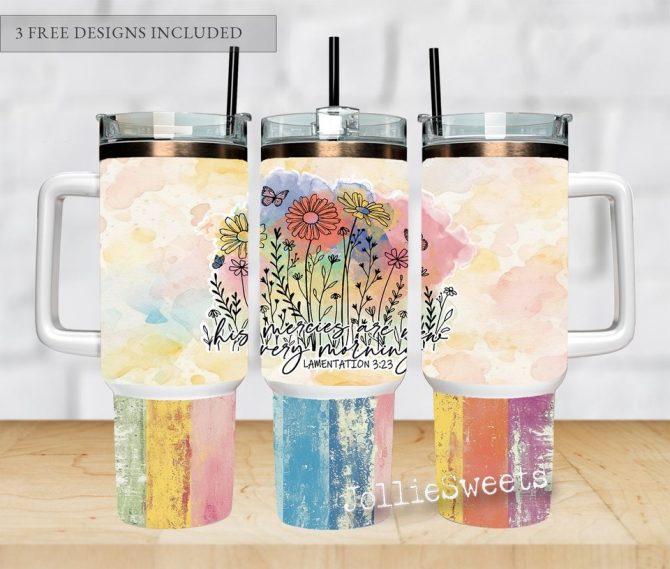Floral Custom Stanley Quencher 40Oz Stainless Steel Tumbler - Image 2