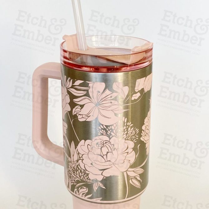 Floral Custom Stanley Quencher 40Oz Stainless Steel Tumbler