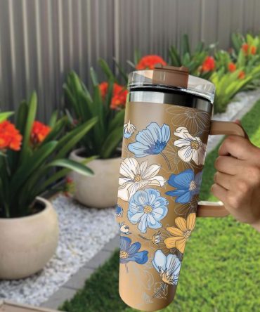 Floral Custom Stanley Quencher 40Oz Stainless Steel Tumbler
