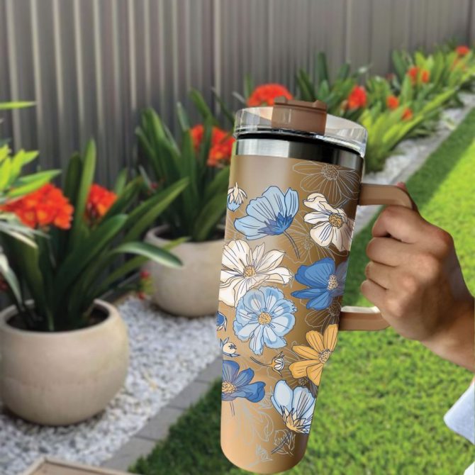 Floral Custom Stanley Quencher 40Oz Stainless Steel Tumbler