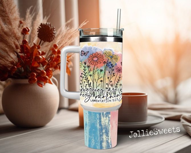 Floral Custom Stanley Quencher 40Oz Stainless Steel Tumbler - Image 4