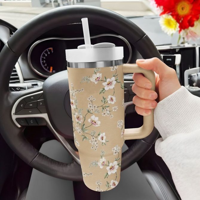 Floral Custom Stanley Quencher 40Oz Stainless Steel Tumbler