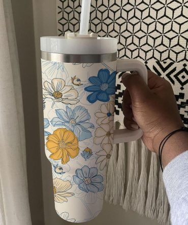 Floral Custom Stanley Quencher 40Oz Stainless Steel Tumbler