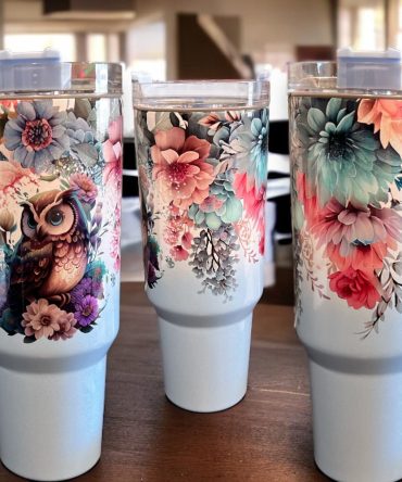 Floral Cute Owl Custom Stanley Quencher 40Oz Stainless Steel Tumbler
