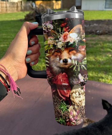 Floral Fox Custom Stanley Quencher 40Oz Stainless Steel Tumbler With Handle