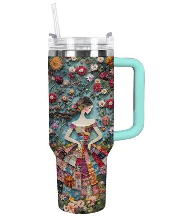 Floral Girl Fantasy Custom Stanley Quencher 40Oz Stainless Steel Tumbler With Handle