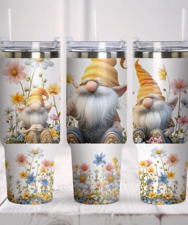 Floral Gnomes Custom Stanley Quencher 40Oz Stainless Steel Tumbler