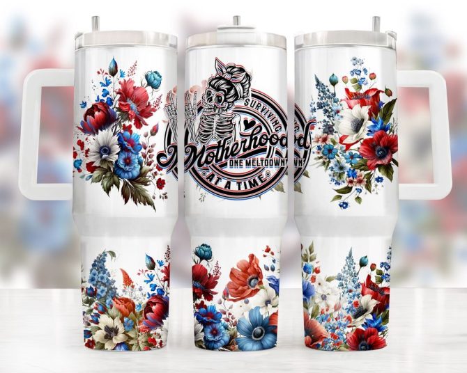 Floral Motherhood Custom Stanley Quencher 40Oz Stainless Steel Tumbler