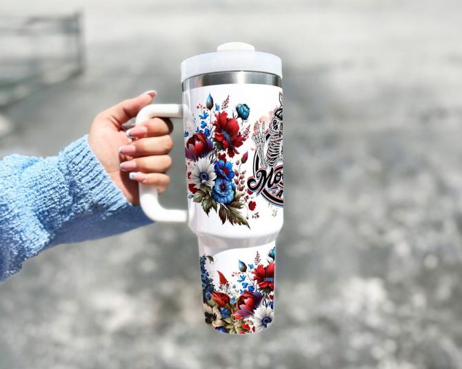 Floral Motherhood Custom Stanley Quencher 40Oz Stainless Steel Tumbler - Image 3