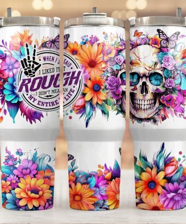 Floral Skull Custom Stanley Quencher 40Oz Stainless Steel Tumbler