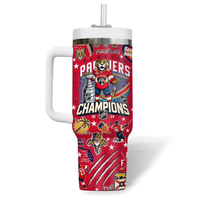 Florida Panthers Nhl Custom Stanley Quencher 40Oz Stainless Steel Tumbler With Handle - Image 3