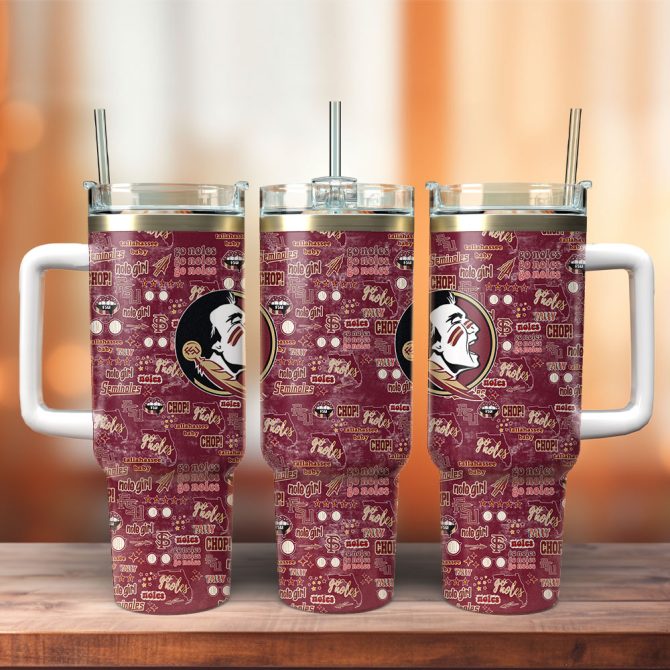 Florida State Seminoles Ncaa Custom Stanley Quencher 40Oz Stainless Steel Tumbler With Handle