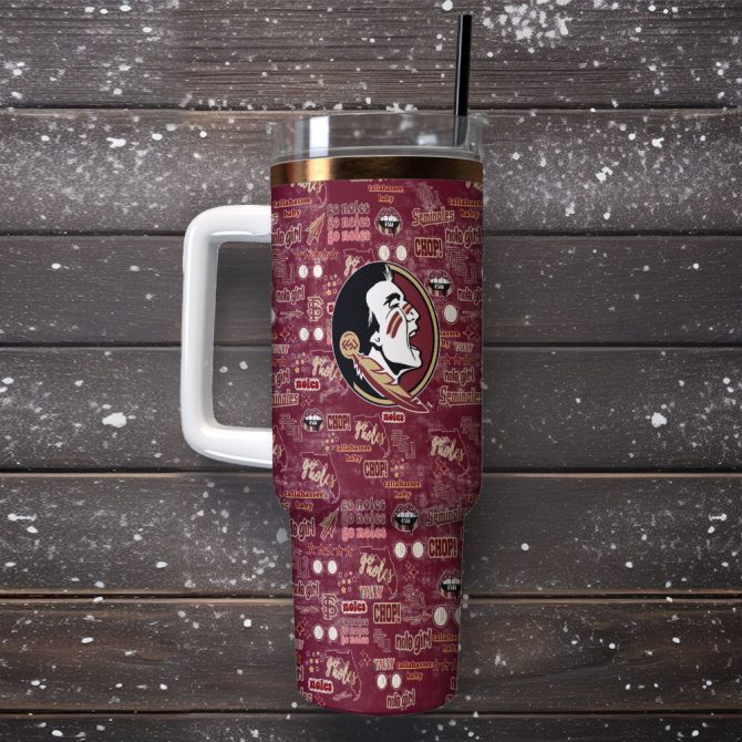 Florida State Seminoles Ncaa Custom Stanley Quencher 40Oz Stainless Steel Tumbler With Handle - Image 2