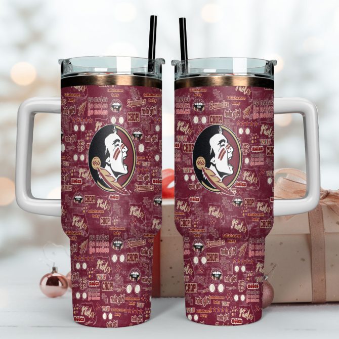 Florida State Seminoles Ncaa Custom Stanley Quencher 40Oz Stainless Steel Tumbler With Handle - Image 4