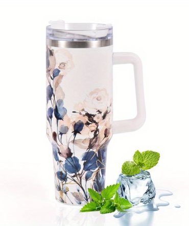 Flower Colorful Custom Stanley Quencher 40Oz Stainless Steel Tumbler With Handle