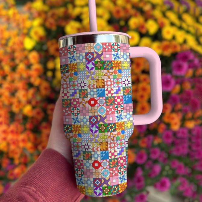 Flower Custom Stanley Quencher 40Oz Stainless Steel Tumbler With Handle - Image 2