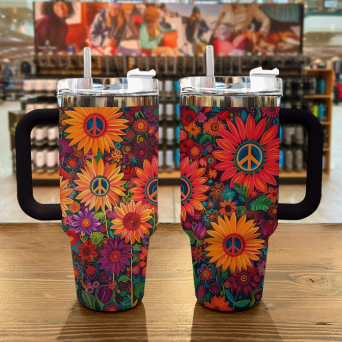 Flower Custom Stanley Quencher 40Oz Stainless Steel Tumbler With Handle - Image 2