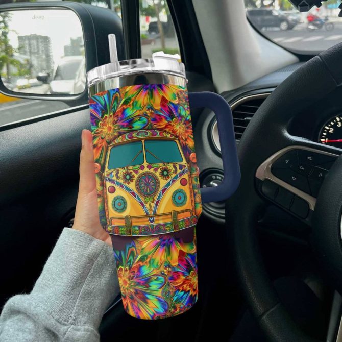 Flower Custom Stanley Quencher 40Oz Stainless Steel Tumbler With Handle - Image 2