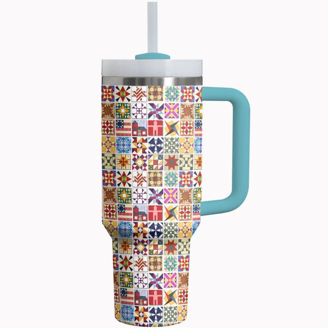 Flower Custom Stanley Quencher 40Oz Stainless Steel Tumbler With Handle - Image 2