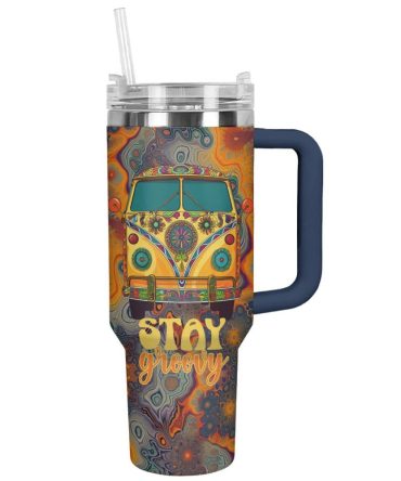 Flower Custom Stanley Quencher 40Oz Stainless Steel Tumbler With Handle