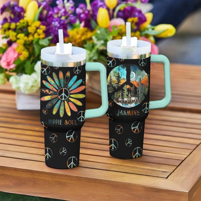 Flower Custom Stanley Quencher 40Oz Stainless Steel Tumbler With Handle - Image 2