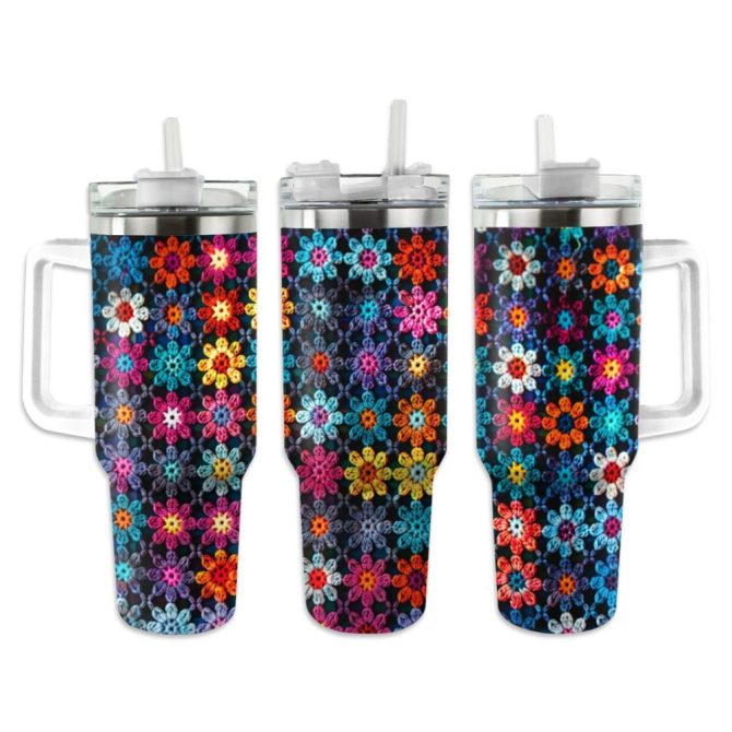 Flower Custom Stanley Quencher 40Oz Stainless Steel Tumbler With Handle - Image 2