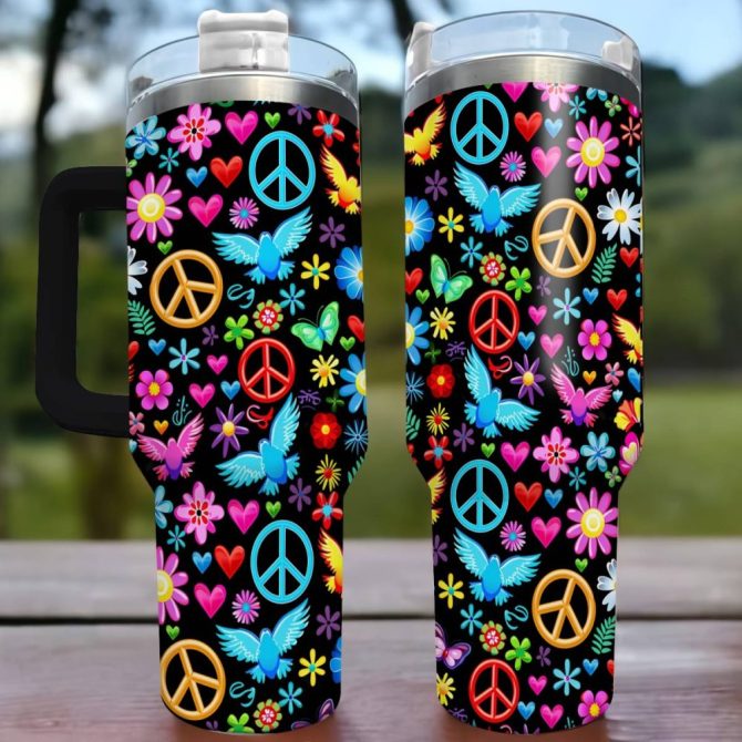 Flower Custom Stanley Quencher 40Oz Stainless Steel Tumbler With Handle - Image 2