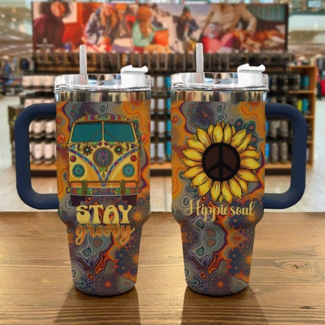 Flower Custom Stanley Quencher 40Oz Stainless Steel Tumbler With Handle - Image 2