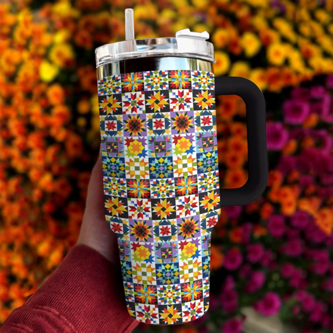 Flower Custom Stanley Quencher 40Oz Stainless Steel Tumbler With Handle - Image 2