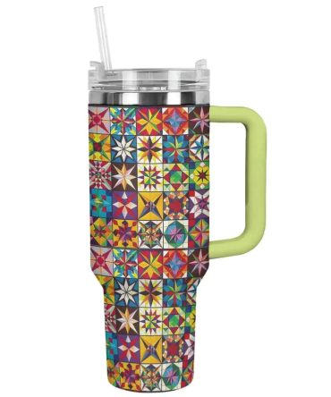 Flower Custom Stanley Quencher 40Oz Stainless Steel Tumbler With Handle
