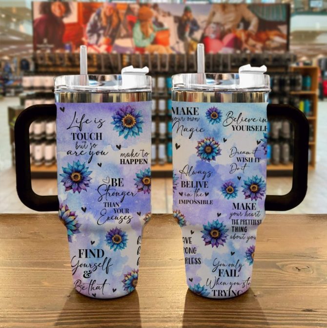 Flower Custom Stanley Quencher 40Oz Stainless Steel Tumbler With Handle - Image 2