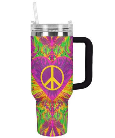 Flower Custom Stanley Quencher 40Oz Stainless Steel Tumbler With Handle