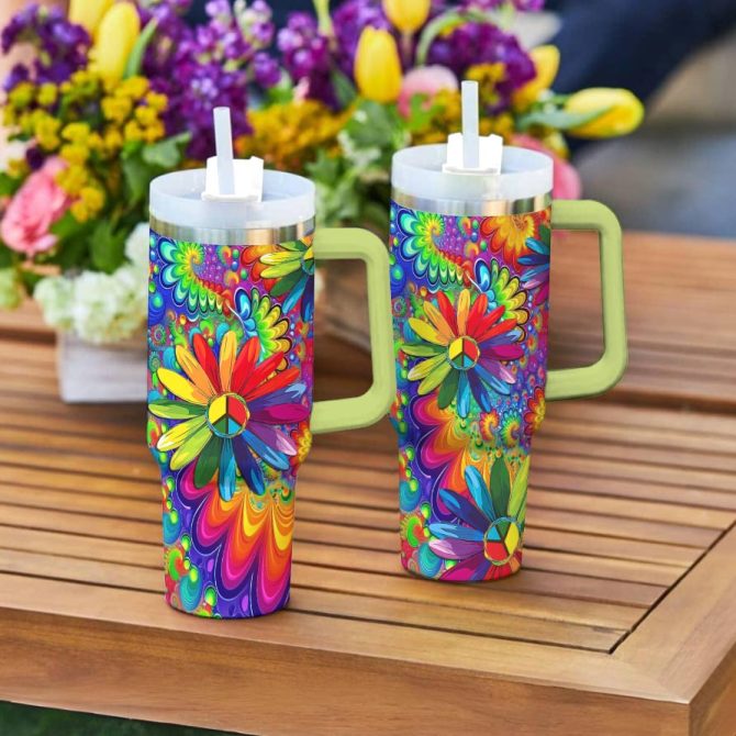 Flower Custom Stanley Quencher 40Oz Stainless Steel Tumbler With Handle - Image 2