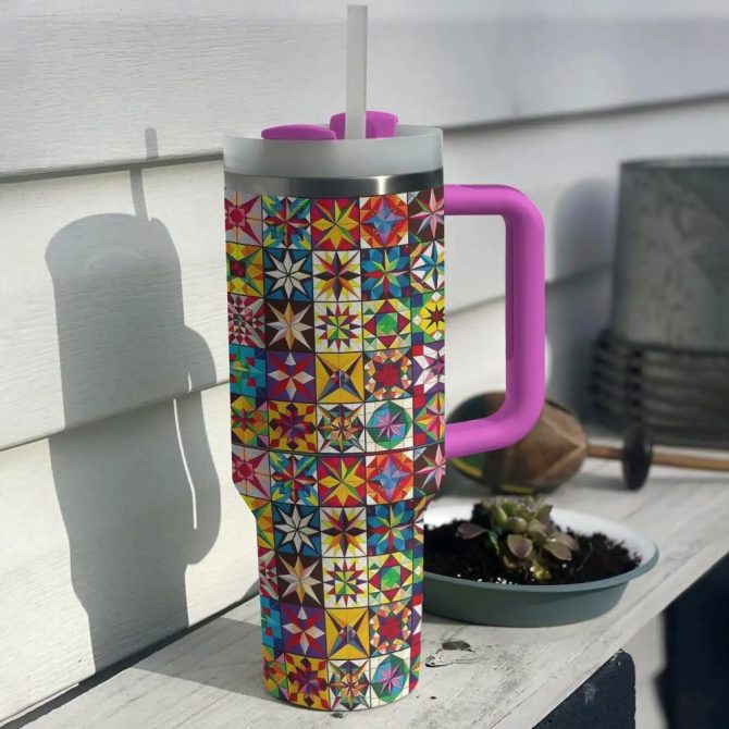 Flower Custom Stanley Quencher 40Oz Stainless Steel Tumbler With Handle - Image 2