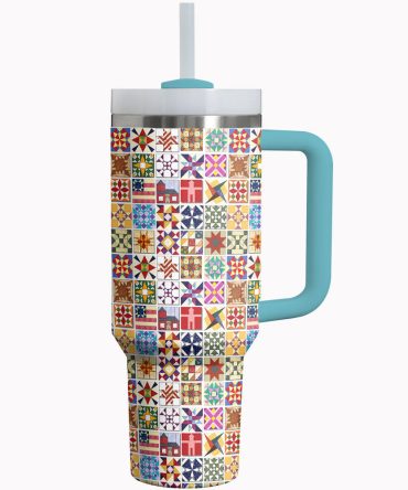 Flower Custom Stanley Quencher 40Oz Stainless Steel Tumbler With Handle