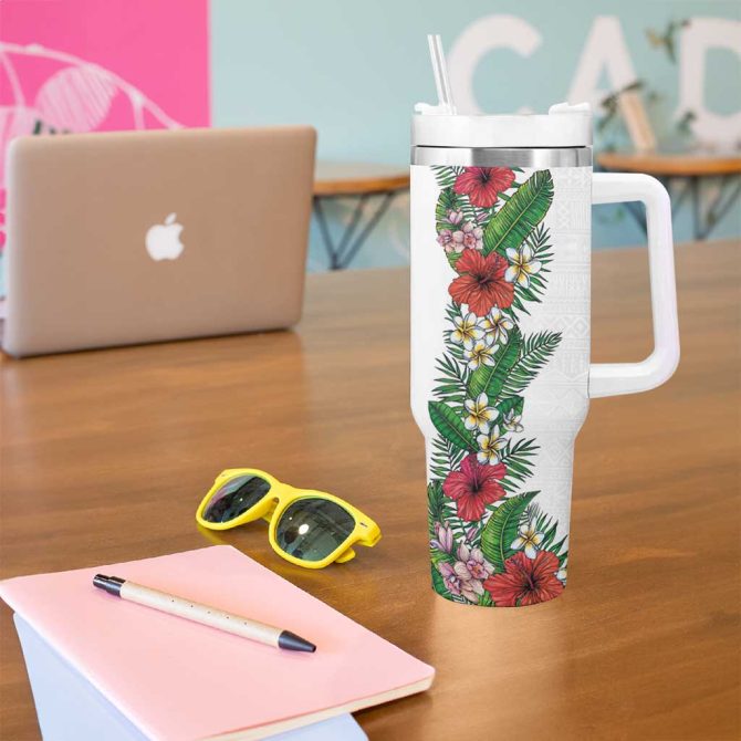Flowers And Leaves Custom Stanley Quencher 40Oz Stainless Steel Tumbler - Image 5