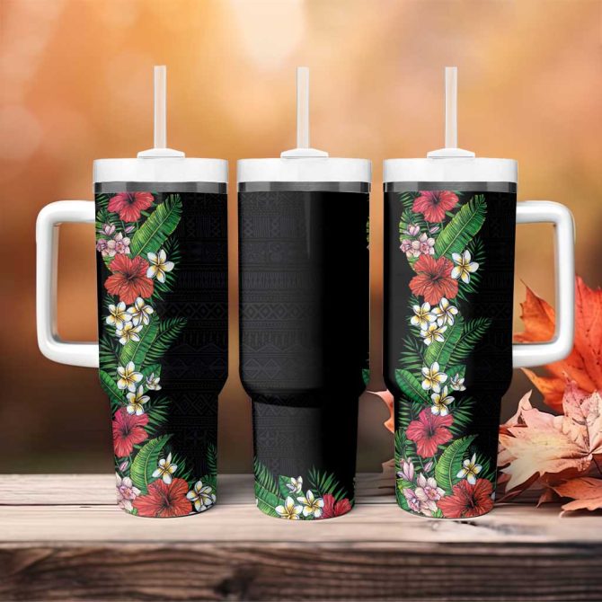 Flowers And Leaves Custom Stanley Quencher 40Oz Stainless Steel Tumbler - Image 4