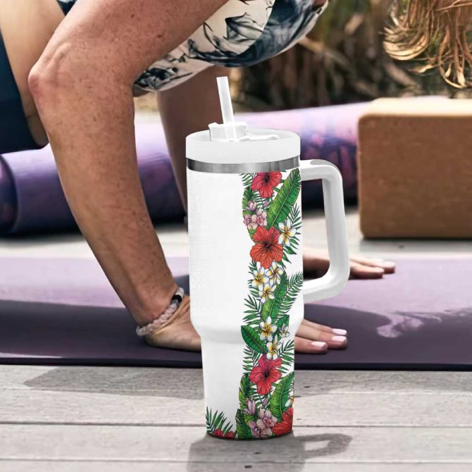 Flowers And Leaves Custom Stanley Quencher 40Oz Stainless Steel Tumbler - Image 6