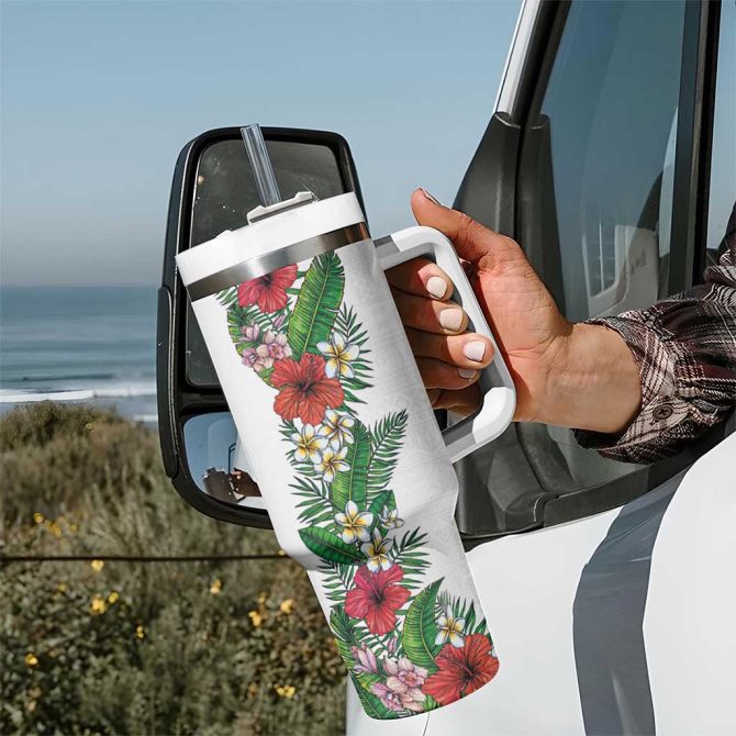 Flowers And Leaves Custom Stanley Quencher 40Oz Stainless Steel Tumbler - Image 7