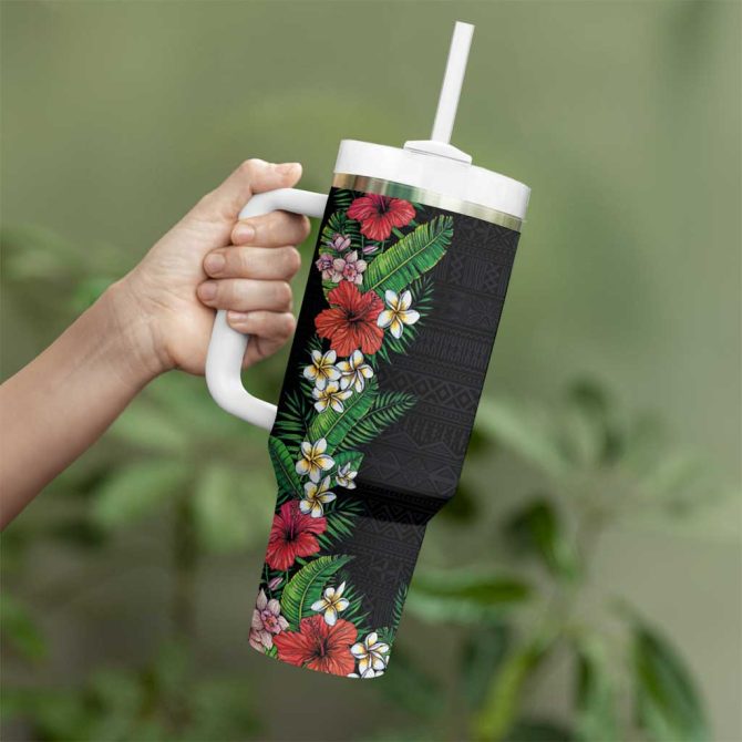 Flowers And Leaves Custom Stanley Quencher 40Oz Stainless Steel Tumbler - Image 3