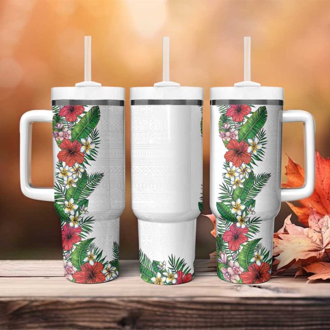 Flowers And Leaves Custom Stanley Quencher 40Oz Stainless Steel Tumbler - Image 4