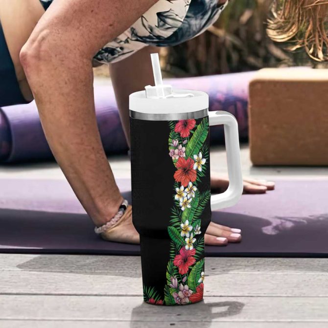 Flowers And Leaves Custom Stanley Quencher 40Oz Stainless Steel Tumbler - Image 6