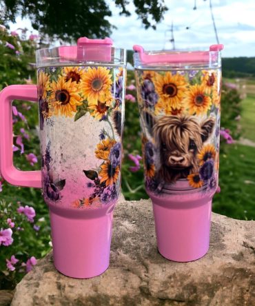 Flowers With Cows Custom Stanley Quencher 40Oz Stainless Steel Tumbler