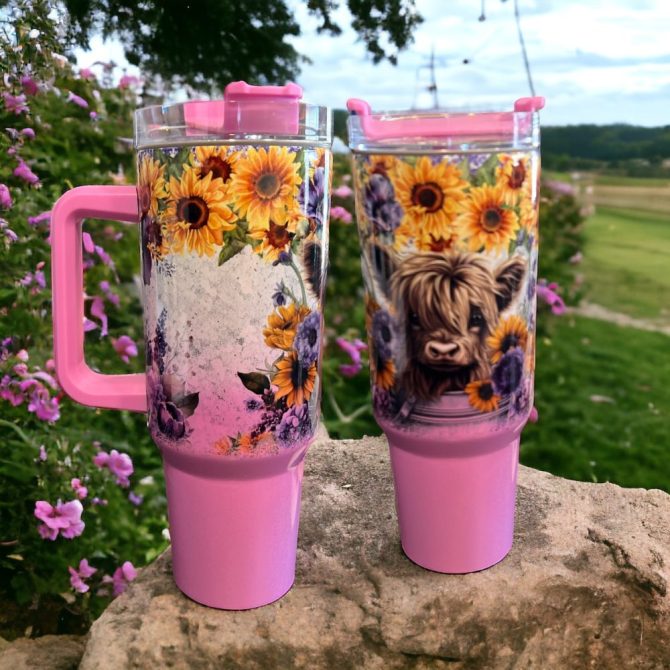 Flowers With Cows Custom Stanley Quencher 40Oz Stainless Steel Tumbler